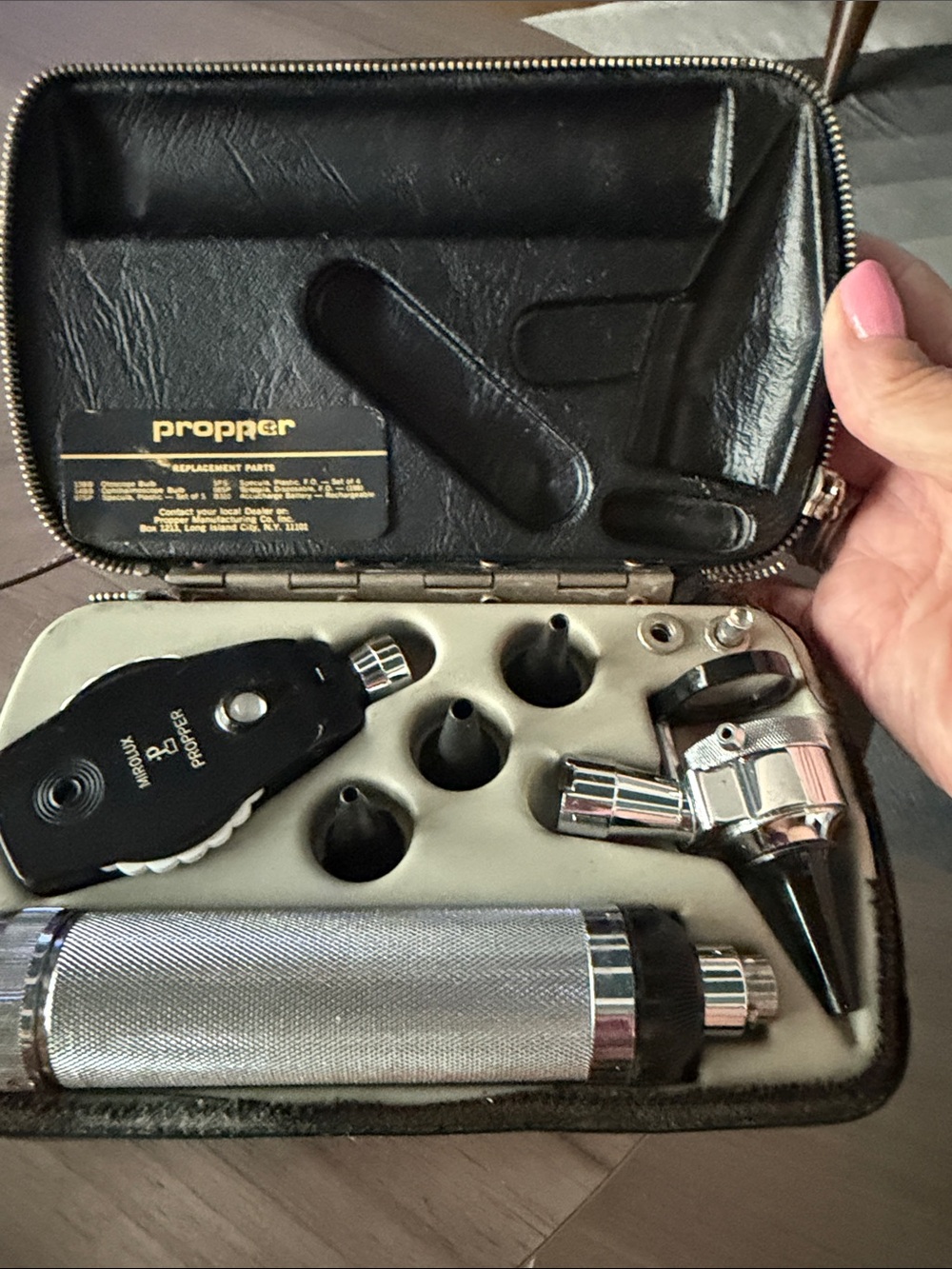 Propper Diagnostic Otoscope and Ophthalmoscope Set in Black and Silver vintage